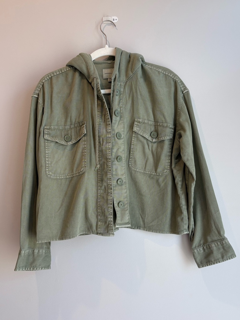 American Eagle Outfitters Women’s Hooded Jean Jacket in Olive